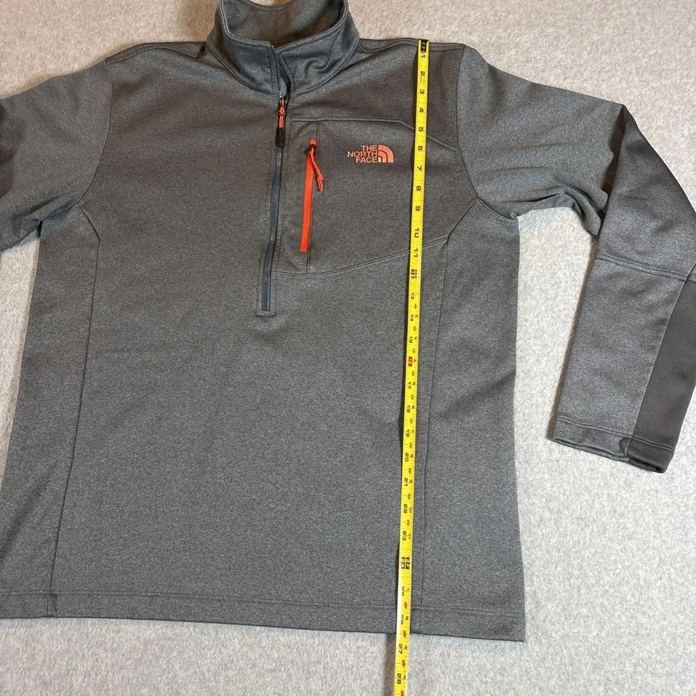 NORTH FACE GRAY ATHLETIC JACKET W/ ORANGE LOGO & HALF ZIPPER MENS L EXCELLENT